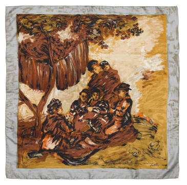 A Jeanne Lanvin silk scarf designed by Antonio Castellio, 1950s