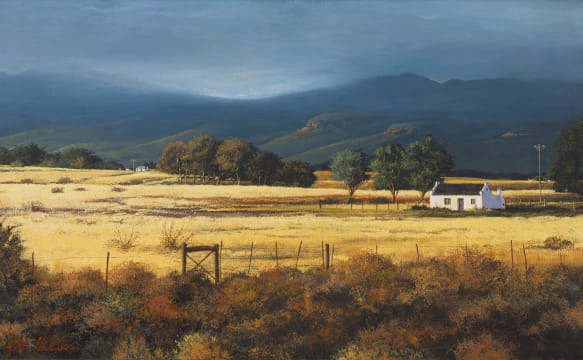 Hannes du Plessis; Farm Landscape with Houses