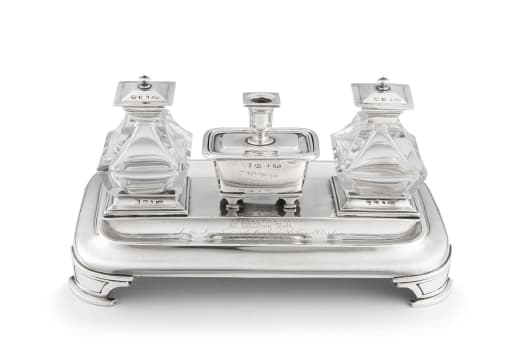 A Victorian silver inkstand, Henry Wilkinson & Co, Sheffield, 1844