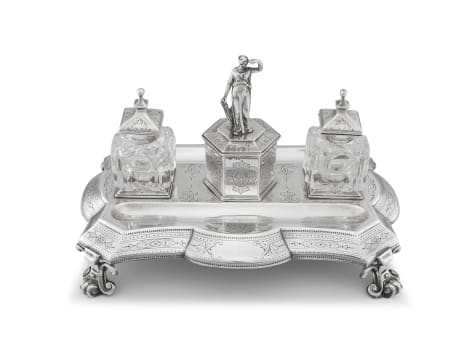 A Victorian silver inkstand, Barnard & Sons Ltd, London, 1868