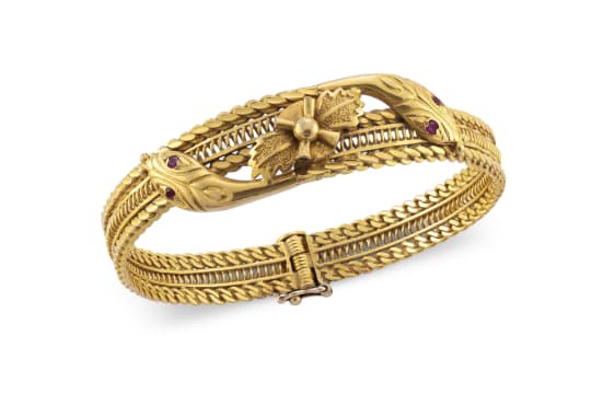 Ruby and gold bangle