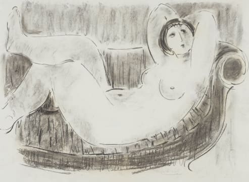 Eleanor Esmonde-White; Reclining Nude on Chaise Longue