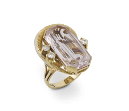 Kunzite and diamond dress ring