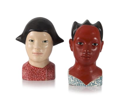 Claudette Schreuders; Ceramic Busts, two