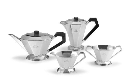 A George VI silver four-piece tea service, K&L and G Bryan & Co, Birmingham, 1937