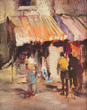 Ruth Squibb; Street Scene with Figures