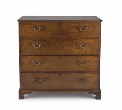 A Colonial teak chest of drawers, early 19th century