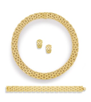 Cartier; Cartier 'Maillon Panthère' 18ct yellow gold demi-parure