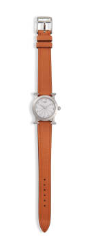 Hermès; Lady's Hermès steel and leather watch, serial No 2445161, 2008