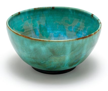 A Linn Ware speckled sea green-glazed bowl