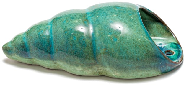 A Globe green-glazed wall vase