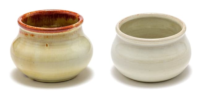 A Linn Ware cream and russet-glazed vase
