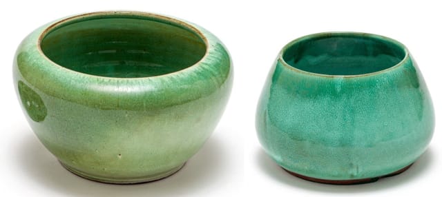 A Globe green-glazed vase