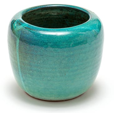 A Globe turquoise and green-glazed vase