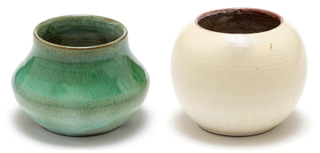 A Globe green-glazed vase