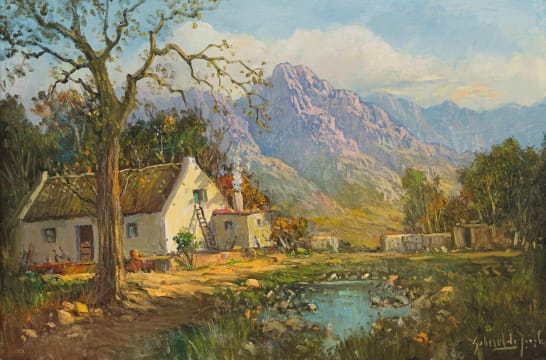 Gabriel de Jongh; Cottage in Mountain Landscape