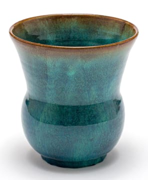 A Linn Ware blue, green and brown-glazed vase