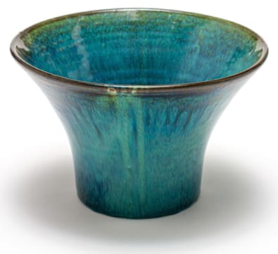 A Globe blue, green and brown-glazed vase
