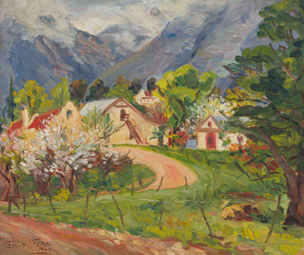 Emily Isabel Fern; Farm Buildings in a Mountain Landscape