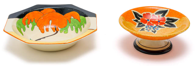 A Clarice Cliff Bizarre 'Nuage' pattern pedestal dish, 1930s