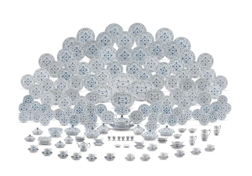 A Royal Copenhagen 'blue fluted plain' pattern part breakfast, dinner, tea and coffee service, 20th century