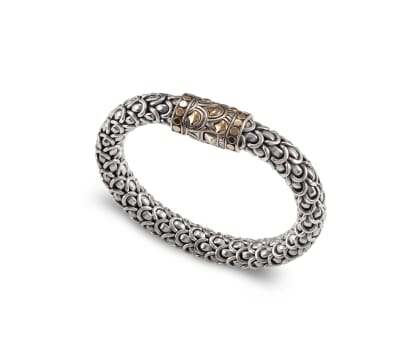 18ct yellow gold and silver 'Legenda Naga Scale' bracelet, John Hardy, with import marks for London, 1988, .925 sterling