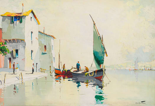 Cecil Rochfort D'Oyly-John; Mediterranean Scene with Boat