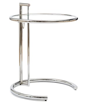 A chrome and glass E1027 table after a design by Eileen Gray, later edition