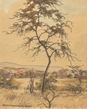 Erich Mayer; Tree in Landscape; Landskap, two