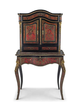 A French 'boulle' and ebonised bureau cabinet, late 19th century