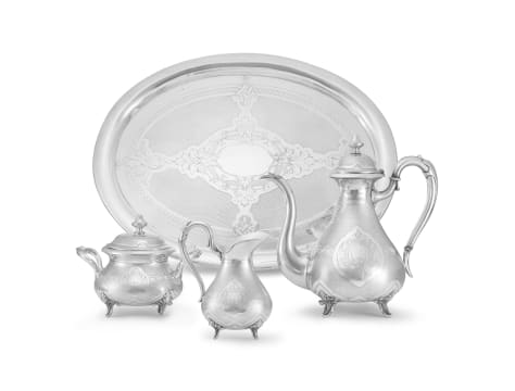 An Austro-Hungarian silver plate four-piece coffee service, late 19th century