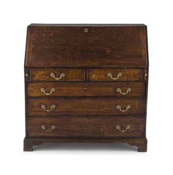 A George III oak fall-front bureau