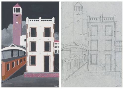 Fred Page; Port Elizabeth Station (painting and sketch), two