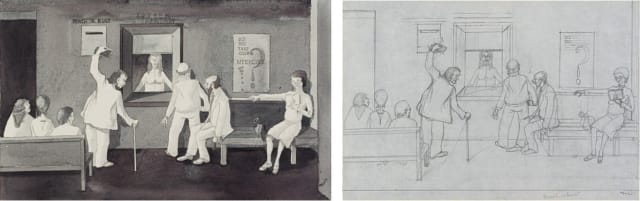 Fred Page; Reach or Bust (painting and sketch), two