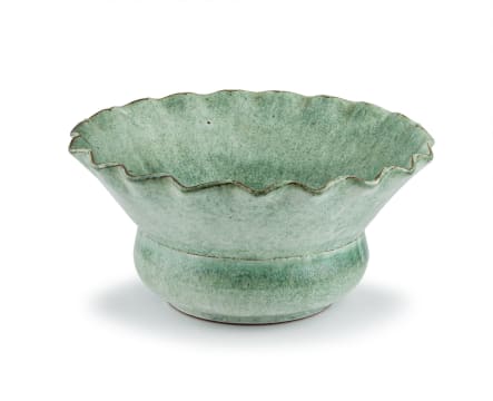 A Rand Pottery mottled green-glazed bowl