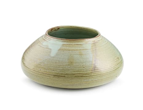 A Globe mottled light green-and russet-glazed vase