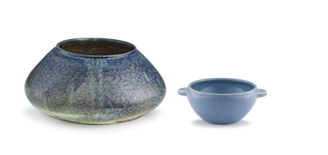 A Globe stippled blue-and-green-glazed vase