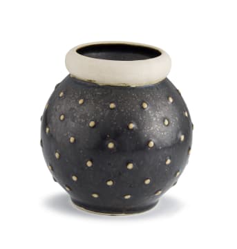 A Hamburger's Pottery mirror black-glazed vase