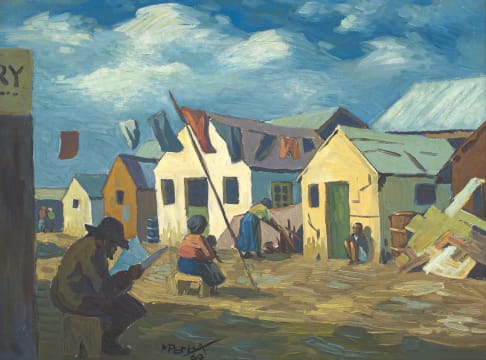 George Milwa Mnyaluza Pemba; Figure Reading beside a Street