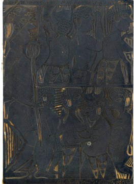 John Muafangejo; Mandume was born a Polotical (sic) Chief of Kuanyamaticarea (original lino block)
