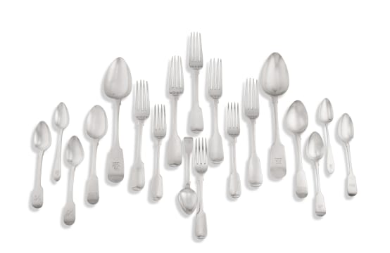 A George III & George VI miscellaneous collection of Irish silver flatware, various makers and dates including James Scott and maker's initials PW, Dublin, 1807-1845