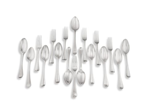 Six George III silver 'Old English' pattern dinner forks, Richard Crossley, London, 1806