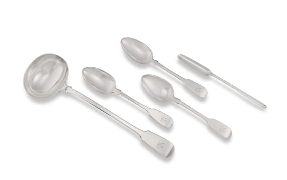 A Victorian silver 'Fiddle' pattern soup ladle, Joseph & Albert Savory, London, 1844