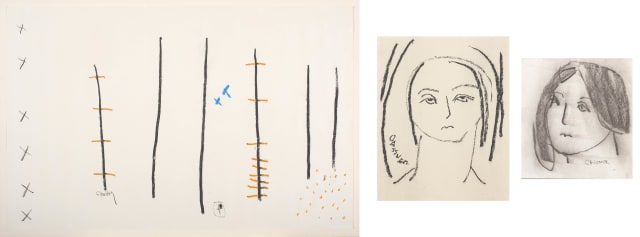 Charles Gassner; Abstract with Vertical Lines; Portrait I; Portrait II, three