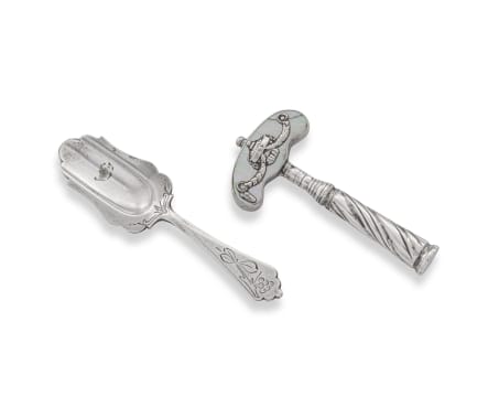 A Dutch silver tea caddy spoon, maker's mark indistinct, 1848, .833 standard