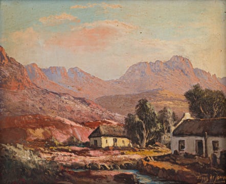 Tinus de Jongh; Landscape with Cottages (Near Barrydale)