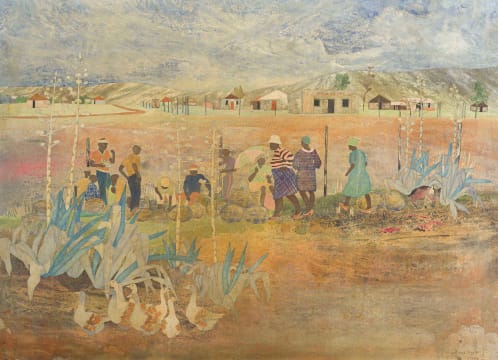 Catherine Paynter; Rural Scene with Locals, Transkei