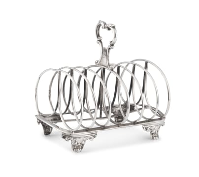 A Victorian silver toast rack, Joseph Angell, London, 1854