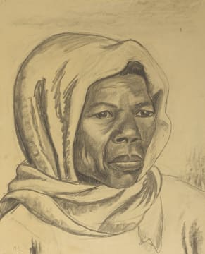 Maggie Laubser; Portrait of a Woman with Headscarf