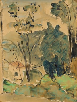 Maud Sumner; Landscape with Cottage and Trees